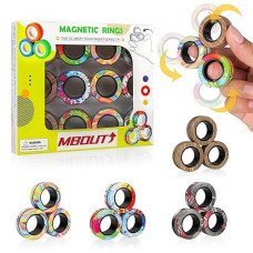 Mboutrising 12Pcs Magnetic Ring Fidget Toys Set, Graffiti Camo Fingers Magnet Rings, Adhd Stress Relief Magical Spinner Toys For Training Relieves Autism Anxiety, Great Gift For Adults Teens Kids