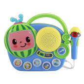 Ekids Auxiliary Cocomelon Toy Singalong Boombox With Microphone For Toddlers, Built-In Music And Flashing Lights, Fans Of Cocomelon Gifts