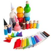 Ulanik Peg Dolls With Hats And Beds In A Ball Montessori Toy Wooden Sorter Game 12 Gnomes 60 Mm Age 3+ Color Sorting And Counting Peg Dolls Preschool Learning Education