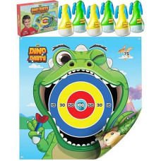 Yoya Toys Dinosaur Inflatable Lawn Darts Game For Kids & Adults Double-Sided Mat Fun Family Sports & Outdoor Play Toys Great For The Backyard, Beach, Party, Game Night, Camping