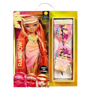 Rainbow High Pacific Coast Simone Summers- Sunrise (Orange) Fashion Doll With 2 Designer Outfits, Pool Accessories Playset, Interchangeable Legs, Toys For Kids, Great Gift For Ages 6-12+ Years