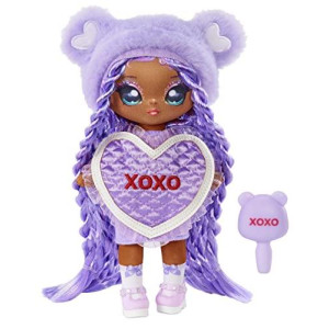 Na Na Na Surprise Eva Evermore - Lavender Teddy Bear-Inspired 7.5 Fashion Doll With Purple Hair, Heart-Shaped Dress & Brush, Great Valentine'S Day Gift, Toys For Girls Boys Kids Ages 5 6 7 8+ Years