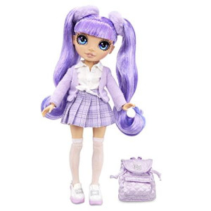 Rainbow High Jr High Violet Willow - 9-Inch Purple Fashion Doll With Doll Accessories- Open And Closes Backpack, Great Gift For Kids 6-12 Years Old And Collectors