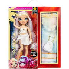 Rainbow High Pacific Coast Margot De Perla- Opal (Iridescent White) Fashion Doll With 2 Designer Outfits, Pool Accessories Playset, Interchangeable Legs, Toys For Kids