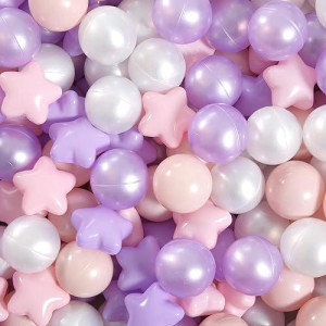 Gogoso Pink And Purple Star Pit Balls For Girlstoddlers For Playhouse, Baby Pool, Play Ball Fun Centers, For Babies, Kids, Toddlers 1-3, Phthalate Free Bpa Free