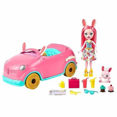 Enchantimals Bunnymobile Car (10.2-In) 10-Piece Set With Doll, Bunny Figure, And Accessories, Great Toy For Kids Ages 3 And Up