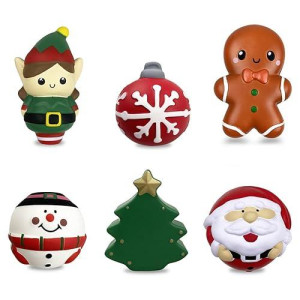 Qingqiu 6 Pack Christmas Squishy Toys Slow Rising Squishies Christmas Toys For Kids Boys Girls Toddlers Christmas Party Favors Stocking Stuffers Gifts