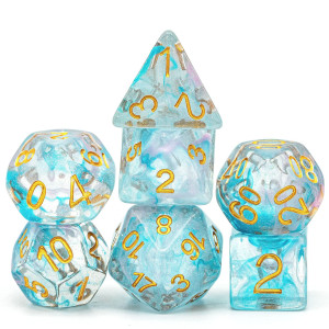 Udixi Dnd Dice Set Color Mixed, Polyhedral Dice Set For Dungeons And Dragons Pathfinder, Dnd Rpg Dice For Mtg Table Game(Blue Pink)