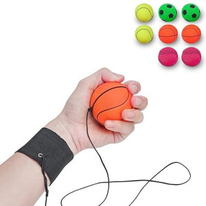 Zuyee 8-Pack 2.36" Wrist Rebound Sports Balls - Basketball, Baseball & Soccer Themed Rubber Bouncy Return Wrist Ball On Elastic String Wristbands For Fun Exercise & Play Children'S Gift