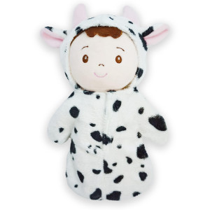 June Garden Baby Doll - 9" First Baby Doll With Removable Hooded Cow Sleep Sack - Gift For Infants And Babies