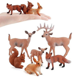 Jokfeice Animal Figures 6Pcs Plastic Woodland Animals Action Model For Science Project, Learning Educational Toys, Birthday Gift, Cake Topper For Kids