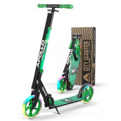 Apollo Adult Scooter - Folding Kick Scooter For Adults, Teens & Kids Ages 6 Years And Up With Big Wheels (Xxl), Foldable Led Light Up Wheel, Scooter For Adults 220 Lbs (Meteor)