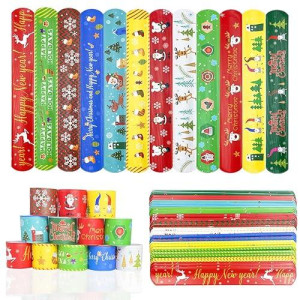 Jofan 48 Pcs Christmas Slap Bracelets Christmas Toys For Kids Boys Girls Toddlers Christmas Party Favors Stocking Stuffers Gifts