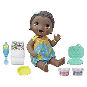 Baby Alive Super Snacks Lily Doll That Eats, With Reusable Food, Spoon And 3 Accessories, Perfect For 3 Year Old Girls And Boys And Up, Black Hair