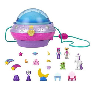 Polly Pocket Dolls And Accessories, Compact With 2 Micro Dolls, 15 Toy Pieces And 1 Fashion Piece, Double Play Space
