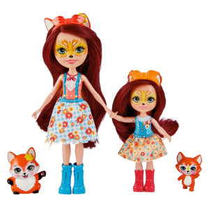 Enchantimals Felicity & Feana Fox Sister Dolls (6-In & 4-In) & 2 Animal Figures, Removable Skirt And Accessories, Great Gift For Kids Ages 3Y+