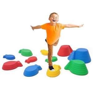Balance Stepping Stones For Kids Stepping Stones Set Balance Blocks Indoor & Outdoor Kids Fitness Equipment Promotes Balance Coordination & Strength (Classic)