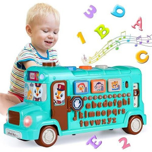 Toys For 1 Year Old Boy Gifts, Baby Toys 12-18 Months School Bus Learning Toys For 1 2 3 Year Old Boys Girls Kids Education Toys With Alphabet Abc/Music/Light/ For Toddlers 1-3 Birthday Xmas Gifts