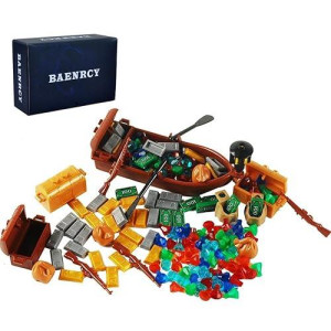 Baenrcy 160Pcs Pirate Building Blocks Sencery Accessories Treasure Chest Set Building Bricks Kit Diy Building Set Compatible All Major Brands