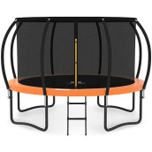 Jumpzylla Trampoline 8Ft 10Ft 12Ft 14Ft Trampoline Outdoor With Enclosure - Recreational Trampolines With Ladder And Galvanized Anti-Rust Coating, Astm Approval- Outdoor Trampoline For Kids