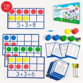 130 Pcs Jumbo Magnetic Ten Frame Set, Ten Frames Class Set, Math Manipulatives For Kindergarten, Prek, Preschool, Math Counters, Games For Kids, Magnetic Counters, Teacher And Homeschool Supplies