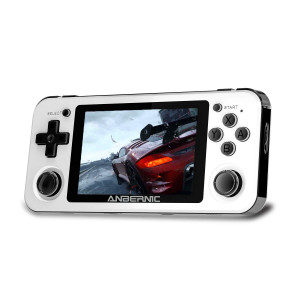 Rg351P Handheld Game Console, Retro Game Console Open Linux Tony System Rk3326 Chip 64G Tf Card 2500 Classic Games 3.5 Inch Ips Screen 3500Mah Battery (White)