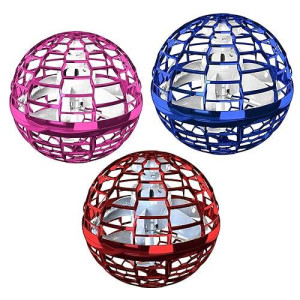 Flying Orb Ball Cosmic Globe Ball Toy?2022 Upgraded? Built In Rgb Light 360�Rotating Hover Ball Outdoor Cool Things Toy For Kid Adult Playing, Flying Space Boomerang Orb,Spinner Ufo Drone Ball Blue