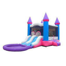 Pogo Bounce House Inflatable Bounce With Dual Slides For Kids - Backyard Inflatable - Rainbow Castle Combo Bouncer With Small Pool - Complete Setup With Blower - 12' X 12' Bounce Area, 26.5' Tall