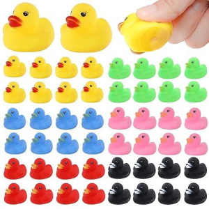 Rubber Duck Bath Toys 50Pcs Mini Ducks Bulk For Kids Baby Shower Birthday Party Decorations Favors Gift Classroom Summer Beach Pool Activity Carnival Game, Six Colors