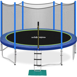 Zupapa Trampolines No-Gap Design 1500 Lbs Weight Capacity 16 15 14 12 10 8Ft For Kids Children With Safety Enclosure Net Outdoor Backyards Large Recreational Trampoline