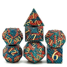 Udixi Metal Dice Set, Dragon Scale D&D Metal Dnd Dice With Dice Pouch For Role Playing Games Dungeons And Dragons And Other Tabletop Game (Blue With Orange)