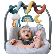 Itzy Ritzy Spiral Car Seat & Stroller Activity Toy Includes Clinking Rings, Mirror And Textured Ribbons Rainbow