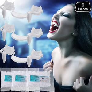 3 Pieces Retractable Vampire Fangs With Teeth Glue Creepy Fake Vampire Fangs Teeth Realistic Reusable Vampire Fangs For Cosplay Accessories Halloween Party Costume Prop Decoration