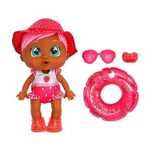 Cry Babies - Fun N' Sun Allie 10" Baby Doll With Strawberry Themed Swimsuit Plus 6 Accessories - Ages 18+ Months