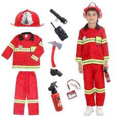 Udekit Firemen Costume For Kids Fire Chief Cosplay Role Play Toys Medium For Age 4-5
