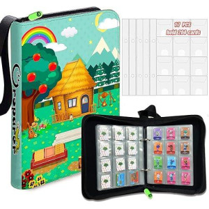 Tcg Binder Holder For Animal Crossing Mini Amiibo Cards, Nfc Tag Game Cards,204 Cards Capacity Sleeves Card Trading Case Carrying Case