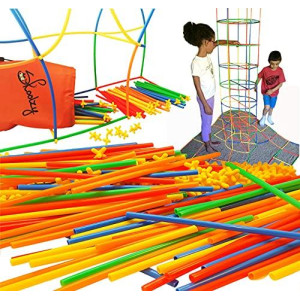 Skoolzy Straw Constructor Stem Building Toys 220 Pcs Interlocking Plastic Educational Toys Engineering Building Blocks - Construction Blocks - Kids Toy For 3-12 Year Old Boys And Girls