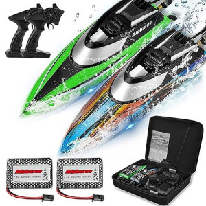 Alpharev Rc Boat With Case R308Mini 2 Packs 20+ Mph Remote Control Boat For Pools And Lakes, 2.4 Ghz Rc Boats For Adults And Kids