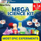 Smartivity Mega Science Kit 105+ Chemistry Science Experiment Kit For Boys & Girls Age 6, 8, 10, 12 & 14 Years Old, Kids Safe Chemistry Kit For Birthday Gifts Stem Educational Fun Toys