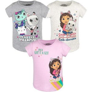 Dreamworks Gabby'S Dollhouse Pandy Paws Toddler Girls 3 Pack T-Shirts Multicolor 5T