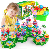Yeebay Flower Garden Building Toys For Girls Age 3, 4, 5, 6, 7 Year Old - Stem Gardening Pretend Toys For Kids - Stacking Game For Toddlers Play Set - Educational Activity For Preschool (148 Pcs)