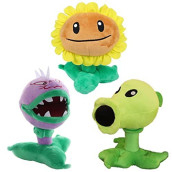 Jhesao 3 Pcs Pvz Plush Zombies Plants Sets Toy Peashooter, 1 2 Stuffed Soft Chomper Doll, Sunflower Pvz Figure Doll New