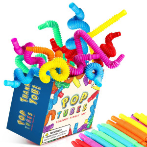 Pop Tubes Mini 12 Packs Plastic Stretch Pop Fun Toys Sensory Stress Relief For Toddlers Fidget Pop Tubes Bulk For Kindergarten Diy Learning Skills Pop Play Tubes For Classroom & Party Favors Kits