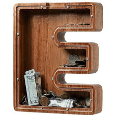 Piggy Bank For Kids Boys Girls, Wooden Large Letter Piggy Bank Alphabet Money Bank With Initial E, Coin Bank Fun Gifts For Birthday, Christmas, Festival, Baby Shower