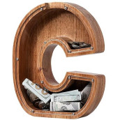 Piggy Bank For Kids Boys Girls, Wooden Large Letter Piggy Bank Alphabet Money Bank With Initial C, Coin Bank Fun Gifts For Birthday, Christmas, Festival, Baby Shower