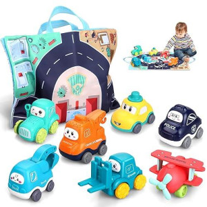 Toys For 1 To 3-Year-Old Boy Baby Truck Car Toy Sets, Baby Toys 12-18 Months / 7 Pcs Inertia Powered Car And Playmat/Storage Bag Early Educational Birthday Gifts For Infant Toddlers