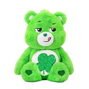 Care Bears 18" Plush - Good Luck Bear With Glitter Belly Badge - Soft Huggable Material!