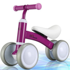 Baby Balance Bike Cute Toys For 1 Year Old Boy And Girl Toddler Bike 12-24 Months Baby Walker Riding Gifts For Boys Girls No Pedal Infant 4 Wheels Baby'S First Birthday Gift (Purple)