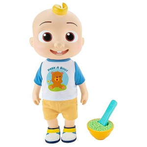 Cocomelon Deluxe Interactive Jj Doll - Includes Jj, Shirt, Shorts, Pair Of Shoes, Bowl Of Peas, Spoon - Toys For Preschoolers