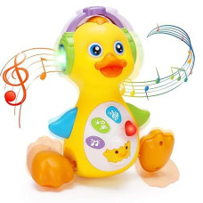 Baby Musical Duck Toy Dancing Crawling Tummy Time, Light Up Infant Toys 0-3-6 6-12 12-18 Months Easter Basket Stuffers Gifts For 1 2 Year Old Boys Girls Baby Learning Development Toddler Toys Age 1-2